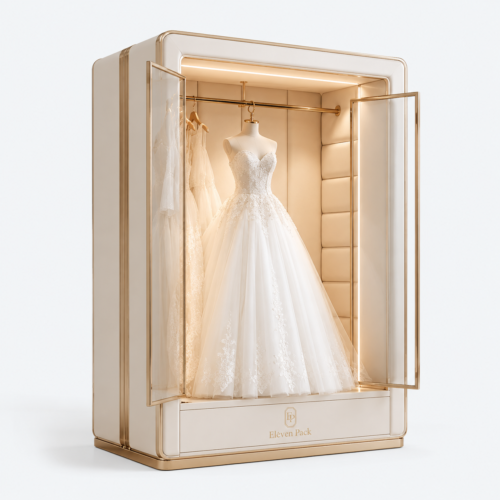 Luxury White Wooden Wedding Dress Storage Box - open product view - GB-BM-06-P20 Luxury White Wooden Wedding Dress Storage Box - open product view - GB-BM-06-P20