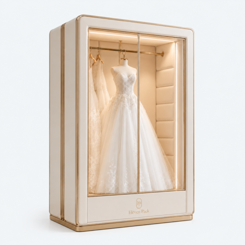 Luxury White Wooden Wedding Dress Storage Box - closed product view - GB-BM-06-P20