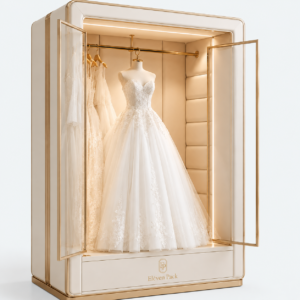Luxury White Wooden Wedding Dress Storage Box - material or structure detail - GB-BM-06-P20