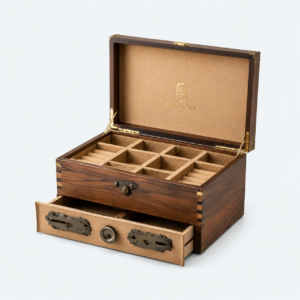 Wooden Double-Layer Luxury Jewelry Gift Box - open product view - GB-BM-06-P28