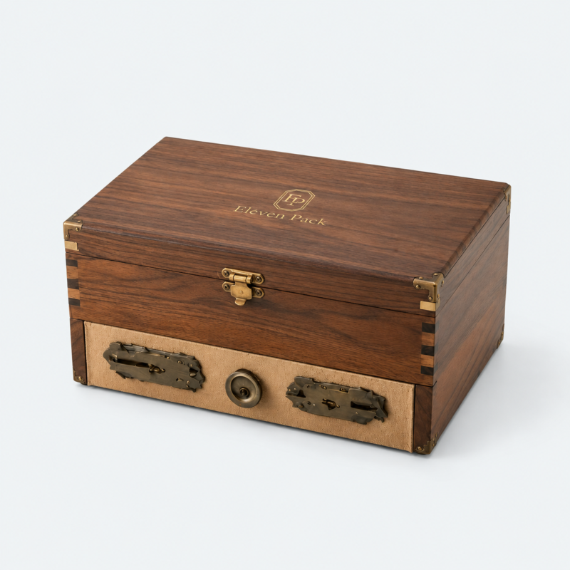 Wooden Double-Layer Luxury Jewelry Gift Box - closed product view - GB-BM-06-P28