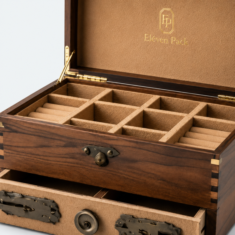 Wooden Double-Layer Luxury Jewelry Gift Box - material or structure detail - GB-BM-06-P28