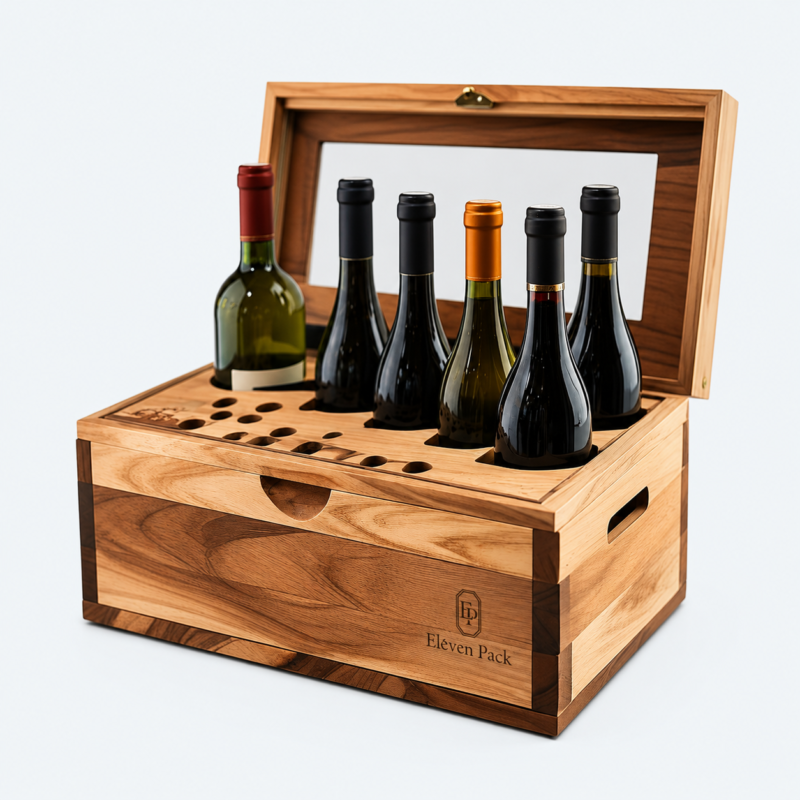 Wooden Wine Gift Box for Gift - open product view - GB-BM-06-P30 Wooden Wine Gift Box for Gift - open product view - GB-BM-06-P30