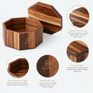 Wooden Hexagon Gift Box - material or structure detail - GB-BM-06-P32