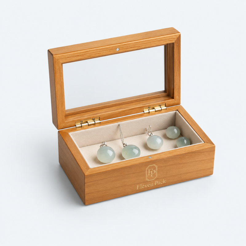 Walnut Flip-Top Wooden Ring Gift Box - open product view - GB-BM-06-P33 Walnut Flip-Top Wooden Ring Gift Box - open product view - GB-BM-06-P33