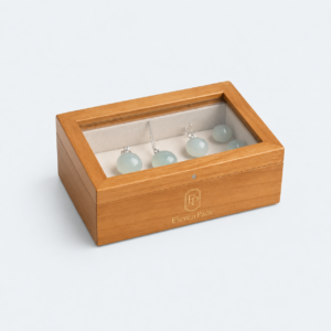Walnut Flip-Top Wooden Ring Gift Box - closed product view - GB-BM-06-P33 Walnut Flip-Top Wooden Ring Gift Box - closed product view - GB-BM-06-P33