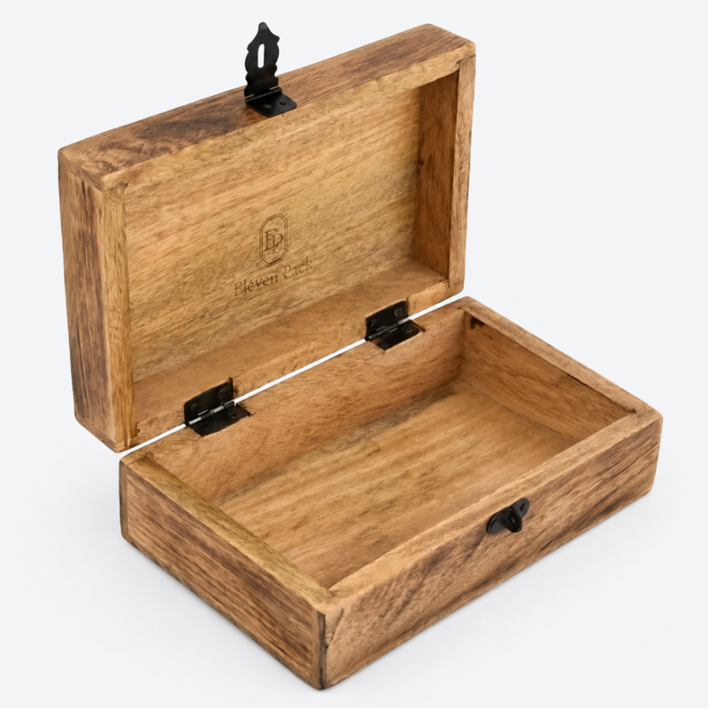 Walnut Anniversary Wooden Gift Box - open product view - GB-BM-06-P5