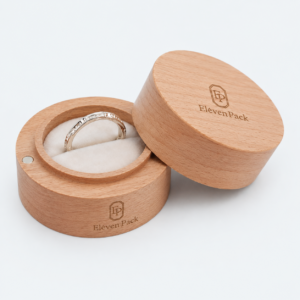 Wooden With Lid Round Ring Gift Box - open product view - GB-BM-06-P9