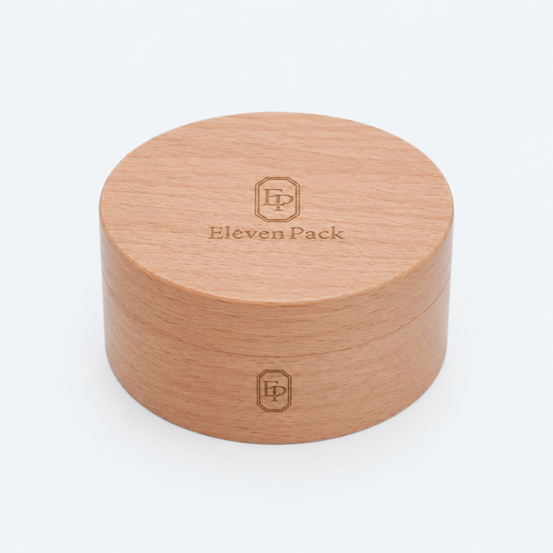 Wooden With Lid Round Ring Gift Box - closed product view - GB-BM-06-P9