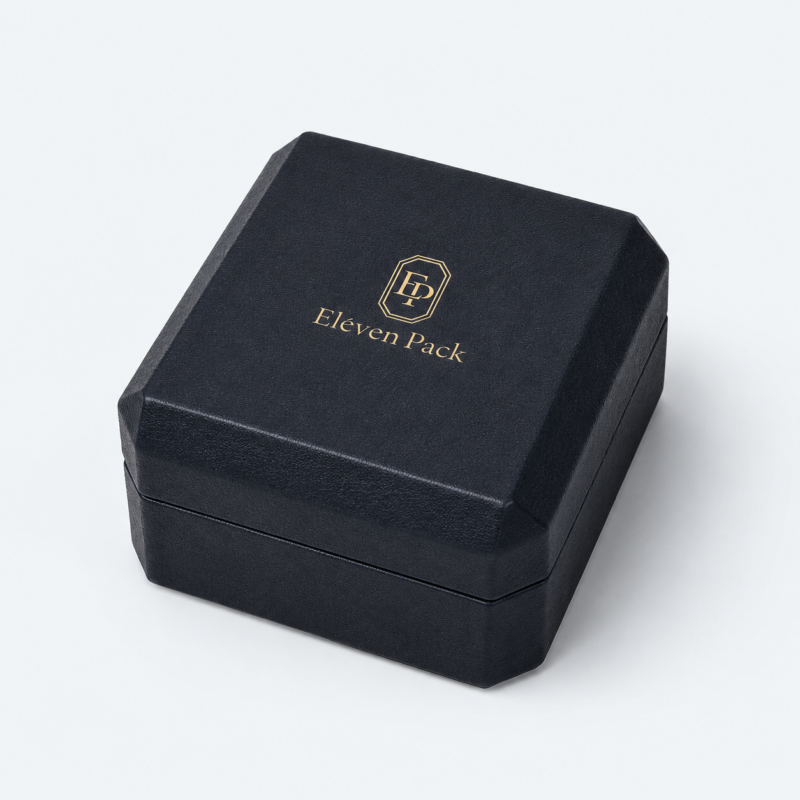 Black Paper Suede Luxury Jewelry Box - closed product view - JB-BM-01-P84 Black Paper Suede Luxury Jewelry Box - closed product view - JB-BM-01-P84
