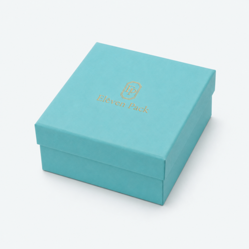 Tiffany Blue Paper Flip-Top Minimalist Jewelry Packaging Box - closed product view - JB-BM-01-P87