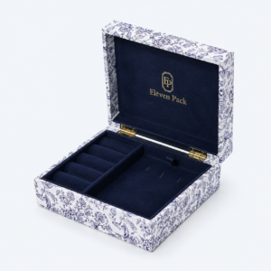 Flip-Top Hand-Painted Personalized Cardboard Jewelry Box - open product view - JB-BM-01-P89