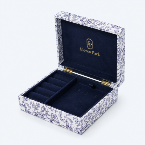 Flip-Top Hand-Painted Personalized Cardboard Jewelry Box - open product view - JB-BM-01-P89