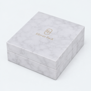 White Paperboard Hinged Marble Pattern Jewelry Box - closed product view - JB-BM-01-P9 White Paperboard Hinged Marble Pattern Jewelry Box - closed product view - JB-BM-01-P9