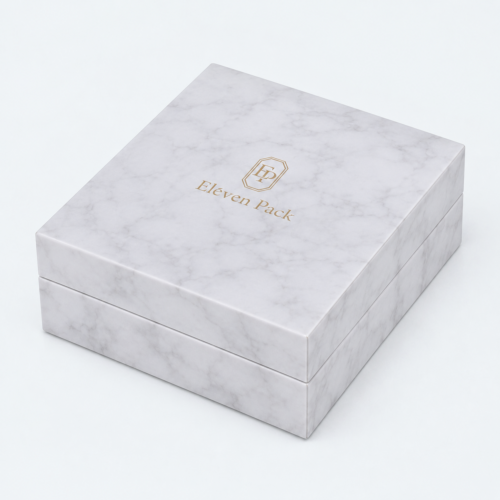 White Paperboard Hinged Marble Pattern Jewelry Box - closed product view - JB-BM-01-P9