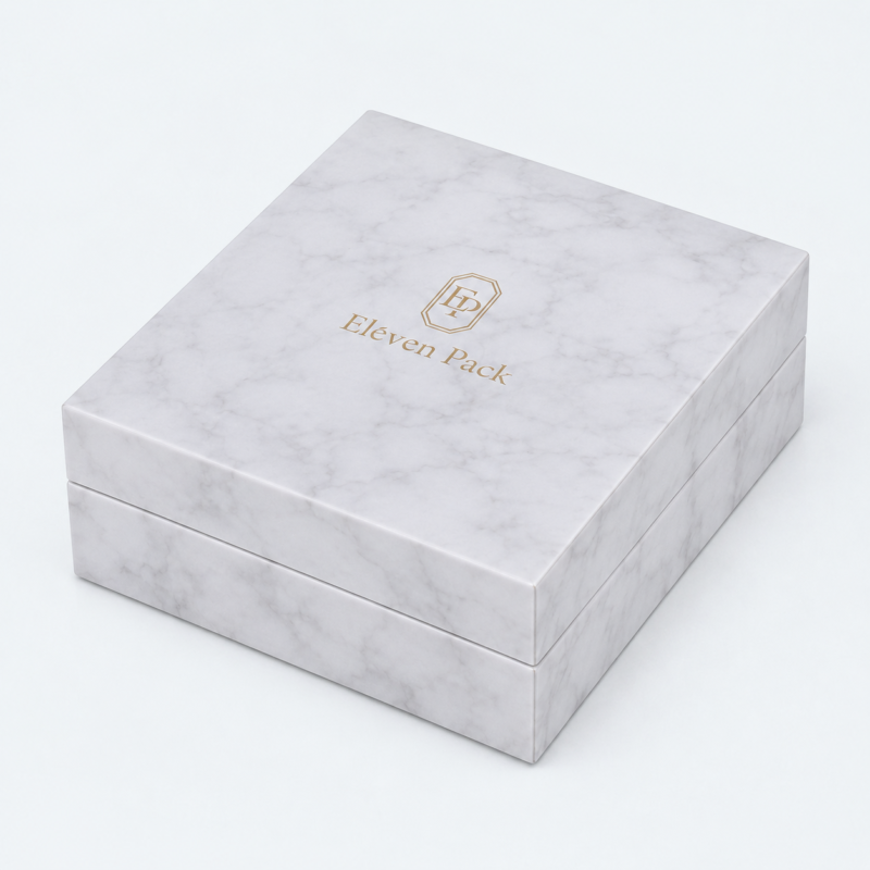 White Paperboard Hinged Marble Pattern Jewelry Box - closed product view - JB-BM-01-P9 White Paperboard Hinged Marble Pattern Jewelry Box - closed product view - JB-BM-01-P9