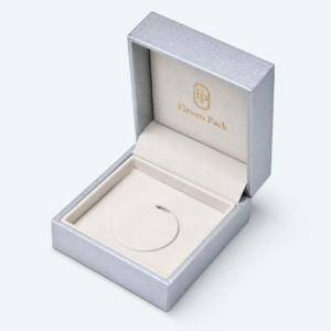 Silver Textured Paper Flip-Top Luxury Jewelry Box - open product view - JB-BM-01-P91
