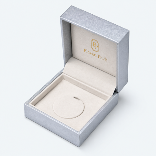 Silver Textured Paper Flip-Top Luxury Jewelry Box - open product view - JB-BM-01-P91