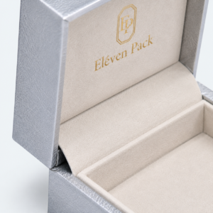 Silver Textured Paper Flip-Top Luxury Jewelry Box - material or structure detail - JB-BM-01-P91