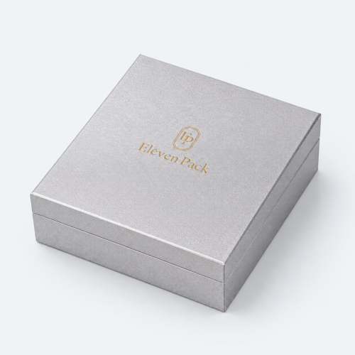 Silver and Gold Art Paper Hinged Jewelry Box - closed product view - JB-BM-01-P93