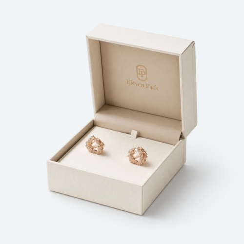 Light-Tone Art Paper Earring Box - open product view - JB-BM-01-P97