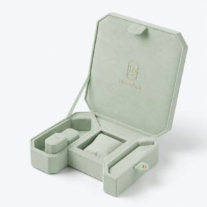 Green Velvet Fabric Multi-Functional Elegant Jewelry Box - open product view - JB-BM-02-P10 Green Velvet Fabric Multi-Functional Elegant Jewelry Box - open product view - JB-BM-02-P10