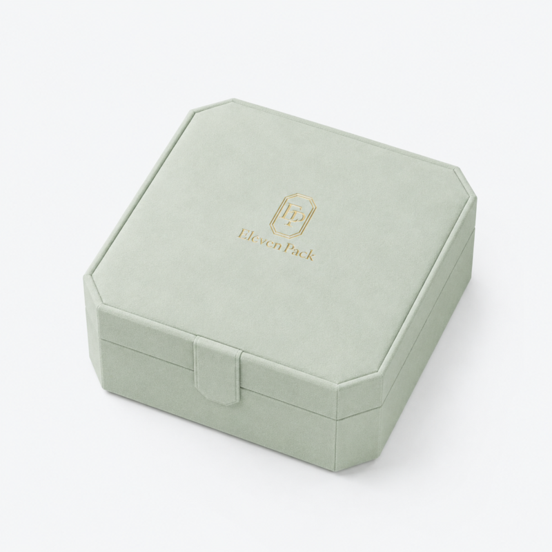 Green Velvet Fabric Multi-Functional Elegant Jewelry Box - closed product view - JB-BM-02-P10 Green Velvet Fabric Multi-Functional Elegant Jewelry Box - closed product view - JB-BM-02-P10