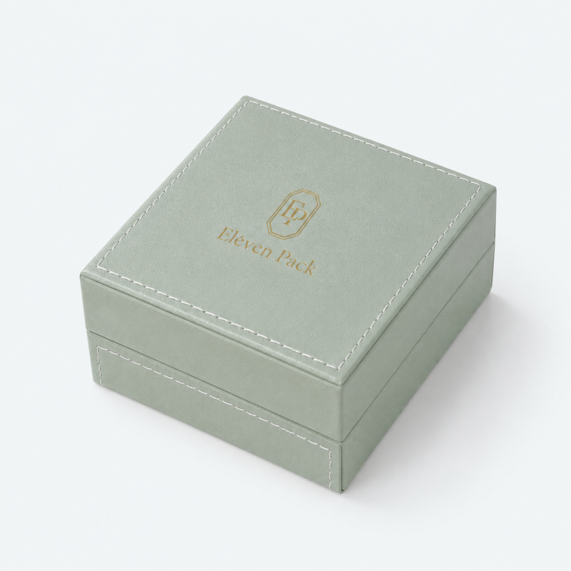 Custom Green Hinged Luxury Jewelry Box - closed product view - JB-BM-02-P12