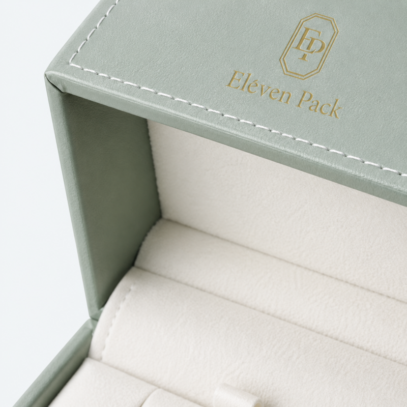Custom Green Hinged Luxury Jewelry Box - material or structure detail - JB-BM-02-P12
