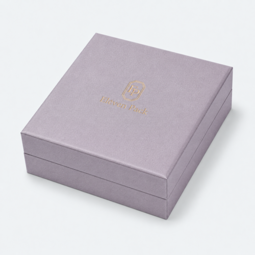 Custom Gray Linen Necklace Organizer Box - closed product view - JB-BM-02-P13
