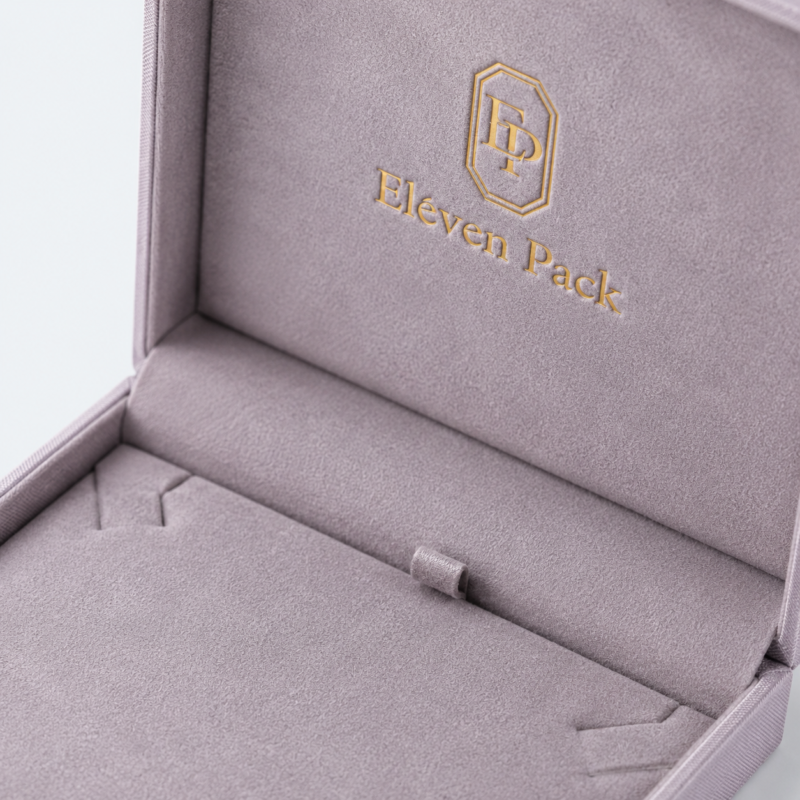 Custom Gray Linen Necklace Organizer Box - material or structure detail - JB-BM-02-P13