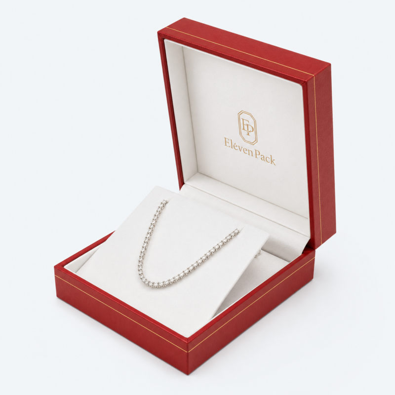 Luxury Brand-Style Leather Premium Jewelry Box for Necklaces - open product view - JB-BM-03-P13