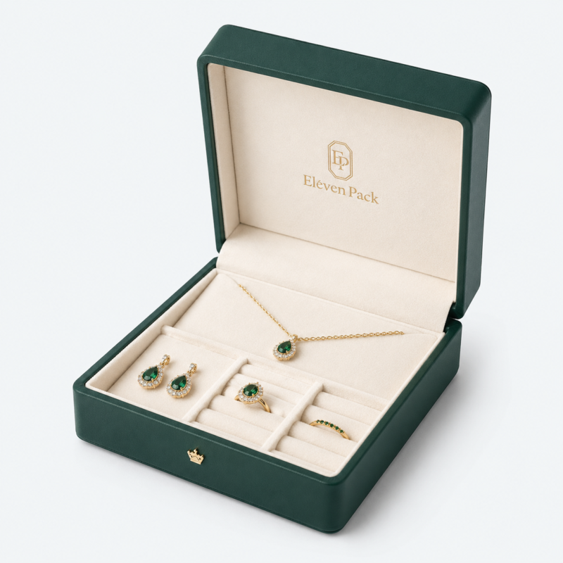 Multicolor Genuine Leather Luxury Jewelry Box for Necklaces - open product view - JB-BM-03-P14