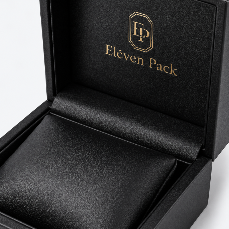 Black Flip-Top Luxury Genuine Leather Watch Box - material or structure detail - JB-BM-03-P15
