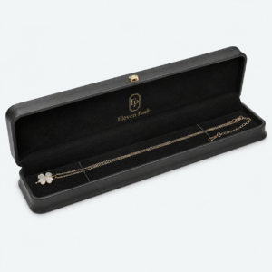 Black Genuine Leather Luxury Jewelry Box for Necklaces - open product view - JB-BM-03-P16