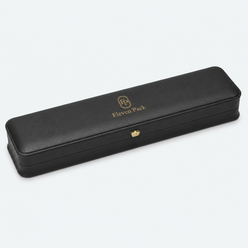 Black Genuine Leather Luxury Jewelry Box for Necklaces - closed product view - JB-BM-03-P16