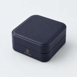 Dark Blue Leather Luxury Jewelry Box - closed product view - JB-BM-03-P17