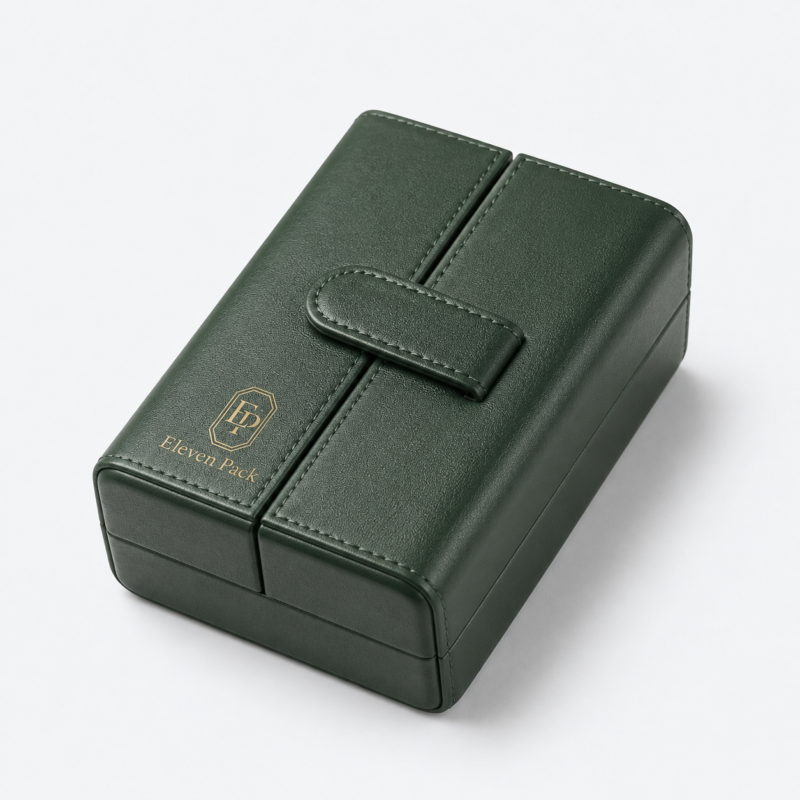 Green Leather Luxury Vintage Jewelry Box - closed product view - JB-BM-03-P18 Green Leather Luxury Vintage Jewelry Box - closed product view - JB-BM-03-P18