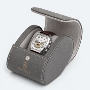Gray Leather Vintage Luxury Watch Box - open product view - JB-BM-03-P20