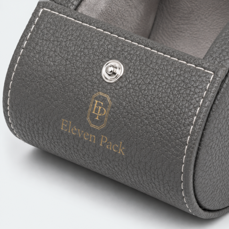 Gray Leather Vintage Luxury Watch Box - material or structure detail - JB-BM-03-P20