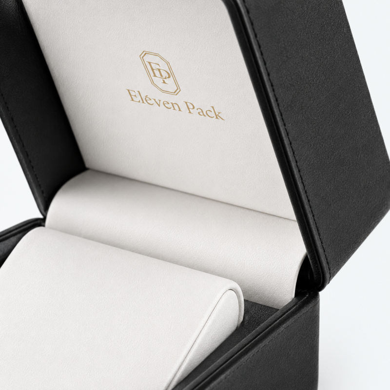Black Genuine Leather Luxury Watch Box - material or structure detail - JB-BM-03-P21 Black Genuine Leather Luxury Watch Box - material or structure detail - JB-BM-03-P21