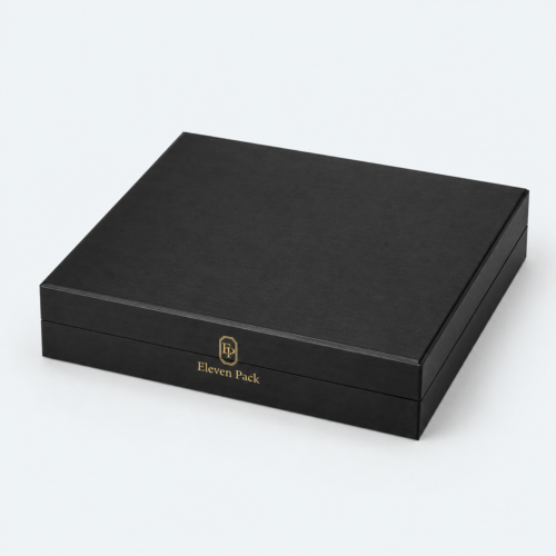Black Genuine Leather Flip-Top Premium Necklace Box - closed product view - JB-BM-03-P22