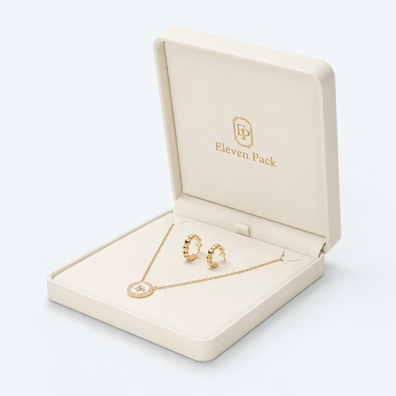 White Genuine Leather Premium Minimalist Jewelry Packaging Box - open product view - JB-BM-03-P24