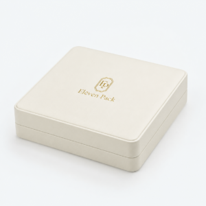 White Genuine Leather Premium Minimalist Jewelry Packaging Box - closed product view - JB-BM-03-P24