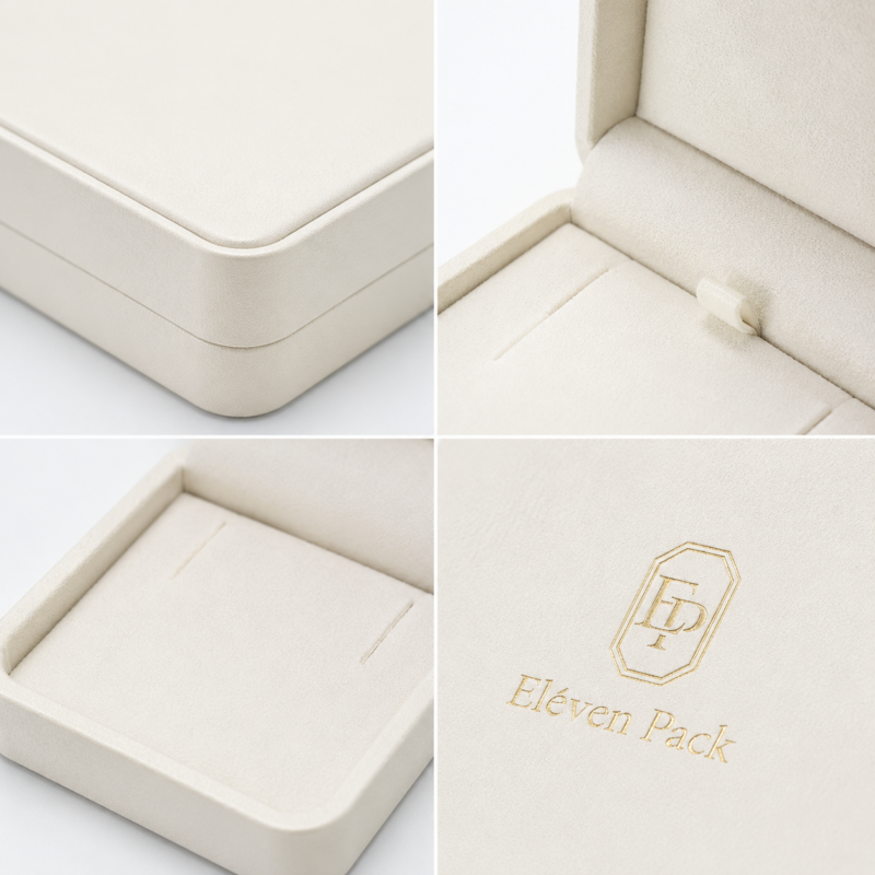 White Genuine Leather Premium Minimalist Jewelry Packaging Box - material or structure detail - JB-BM-03-P24