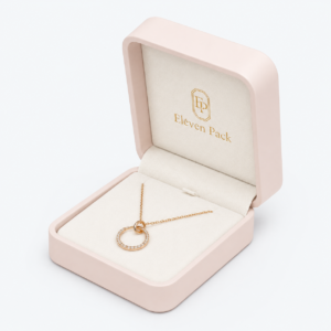 Dusty Pink Genuine Leather Flip-Top Premium Necklace Box - open product view - JB-BM-03-P25