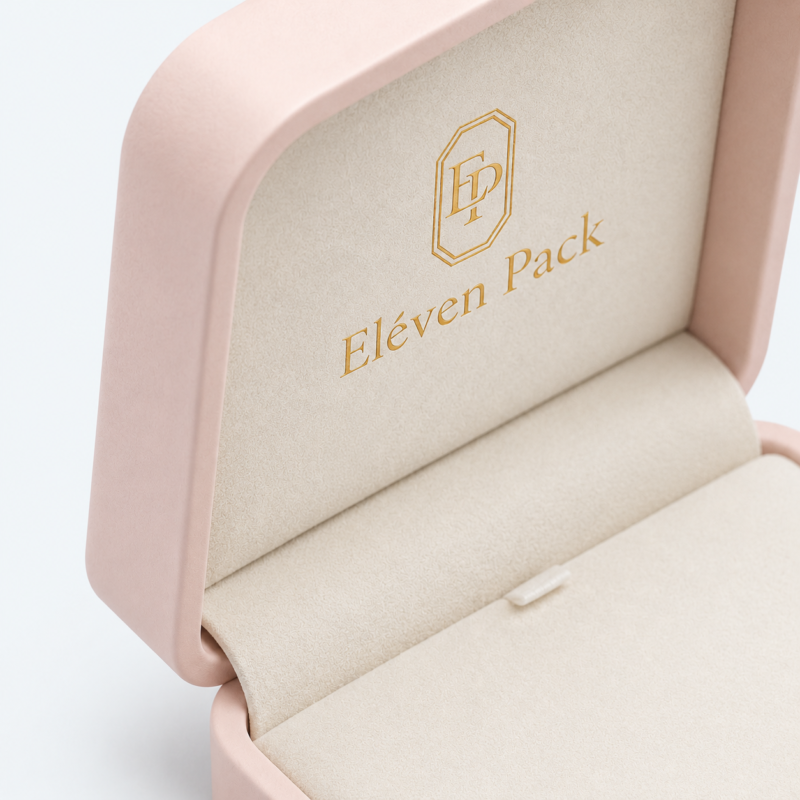 Dusty Pink Genuine Leather Flip-Top Premium Necklace Box - material or structure detail - JB-BM-03-P25