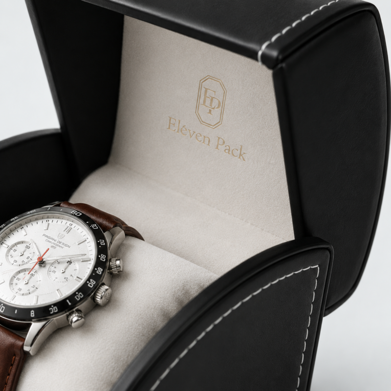 Black Genuine Leather Flip-Top Premium Watch Box - material or structure detail - JB-BM-03-P27