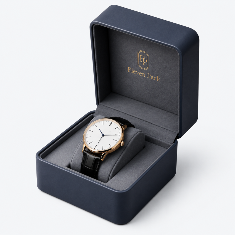 Navy Blue Genuine Leather Flip-Top Lined Watch Box - open product view - JB-BM-03-P28