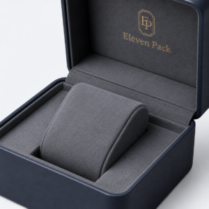 Navy Blue Genuine Leather Flip-Top Lined Watch Box - material or structure detail - JB-BM-03-P28